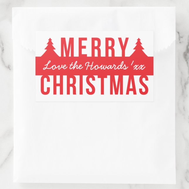kühne frohe Weihnachts-Cutout-Bäume Rechteckiger Aufkleber (Tasche)