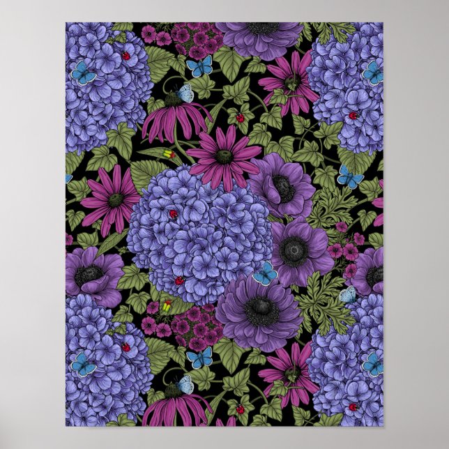 Kühne Gartenblumen Poster (Vorne)