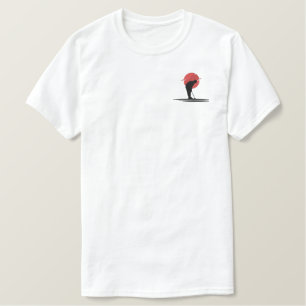 Kühne Golf-Silhouette mit rotem Kreis Besticktes T-Shirt