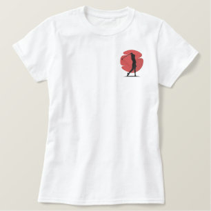 Kühne Golf-Silhouette mit rotem Kreis Besticktes T-Shirt
