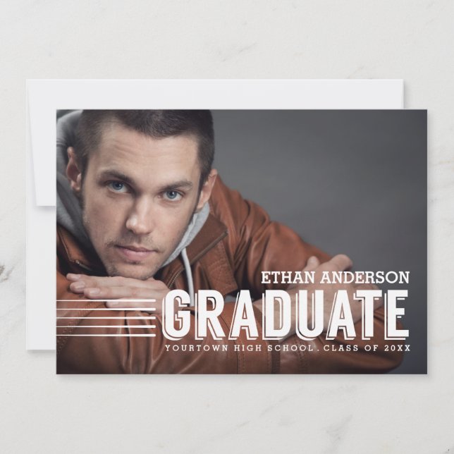 kühne Graduate | Partei für den Foto von White Tex Einladung (Vorderseite)