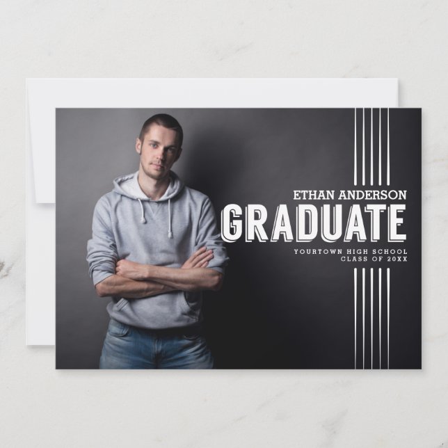 kühne Graduate | Partei für den Foto von White Tex Einladung (Vorderseite)