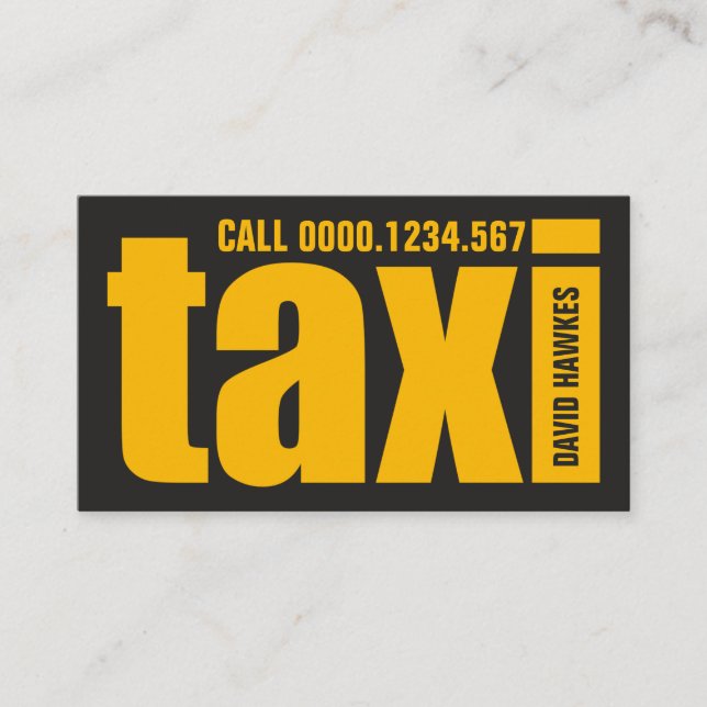kühne große TAXI-Briefe auffallend Gelber Taxidien Visitenkarte (Vorderseite)