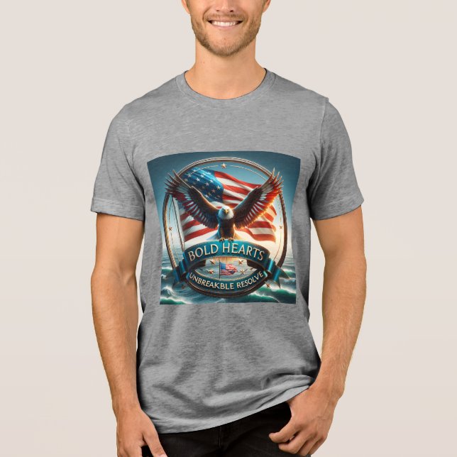 kühne Herzen, unerschütterliche Entschlossenheit P Tri-Blend Shirt (Vorderseite)