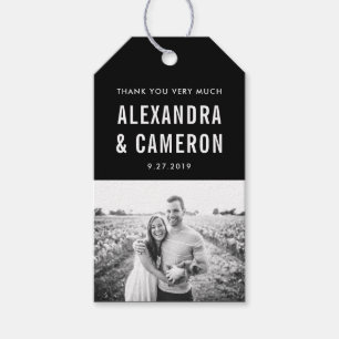 kühne Hochzeit Weißer Text auf Schwarz mit Foto Geschenkanhänger