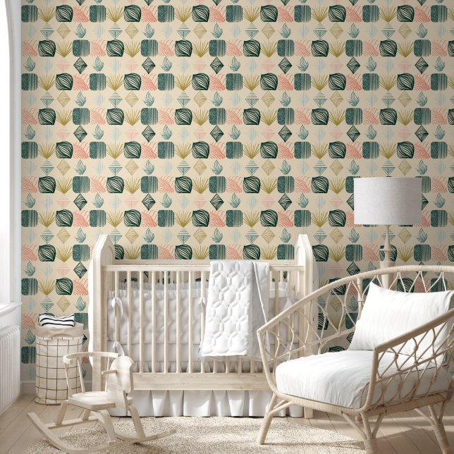 Kühne Karibik-Stammes-Mudcloth: Boho Buttercreme Tapete (Kinder)