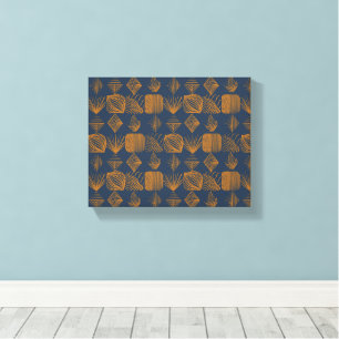 kühne Karibik-Stammes-Mudcloth: Navy Blue, Gold Leinwanddruck