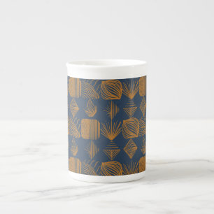 kühne Karibik-Stammes-Mudcloth: Navy Blue, Gold Prozellantasse