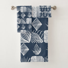 kühne Karibik-Stammtücher: Navy Blue & White, Badhandtuch Set