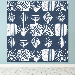 kühne Karibik-Stammtücher: Navy Blue & White, Leinwanddruck