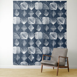 kühne Karibik-Stammtücher: Navy Blue & White, Wandteppich