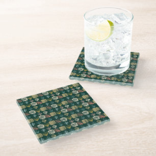 Kühne Karibikstämme Mudcloth: Boho Aquamarin Glasuntersetzer