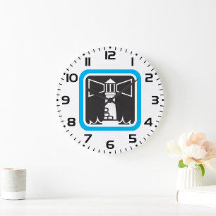 kühne Leuchtturm Beacon mit Ozeanwellen-Symbol Große Wanduhr