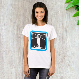 kühne Leuchtturm Beacon mit Ozeanwellen-Symbol T-Shirt