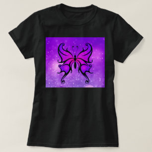 Kühne Lila Schmetterling Hübsch Damen Komfortabel  T-Shirt