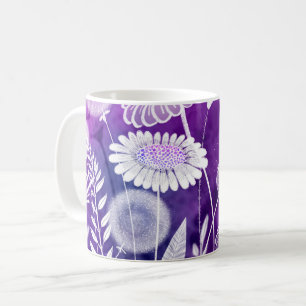 Kühne lila und violette Wildblumenkunst Kaffeetasse