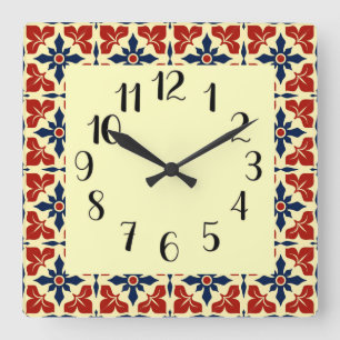 kühne marokkanische Tile Quadratische Wanduhr