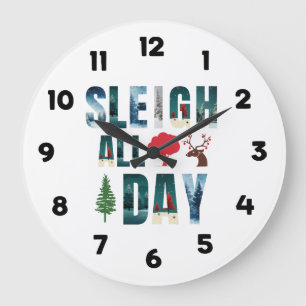 kühne Masken Buchstaben Winterszenen 'Sleigh All D Große Wanduhr