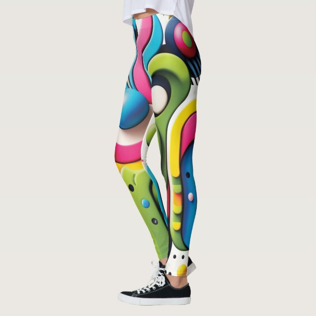 Kühne, mehrfarbige Abstrakte Frauen Leggings (Links)