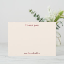 Kühne Minimalistische Boho Rose Retro Custom Weddi Dankeskarte