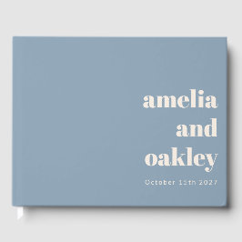 Kühne Minimalistische Dusty Blue Retro Custom Wedd Gästebuch