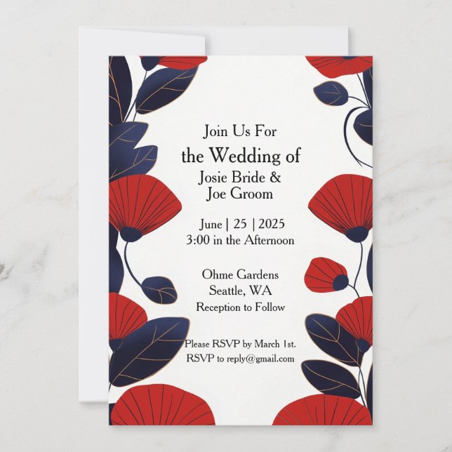 Kühne moderne asiatische schicke Hochzeitseinladun Einladung (Vorderseite)