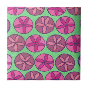 Kühne moderne Blume in Rosa und Grün Fliese
