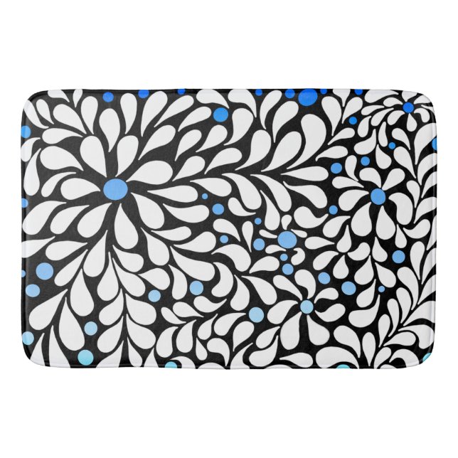 Kühne moderne Blume mit blauer aquamariner Ober Badematte (Vorderseite)