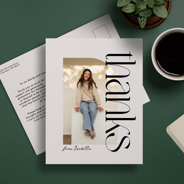 Kühne moderne ein Foto Abschluss danke Postkarte (Von Creator hochgeladen)