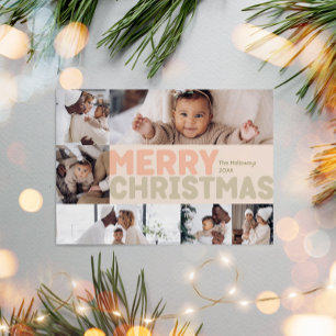 Kühne moderne Korallen frohe Weihnachten Sechs Fot