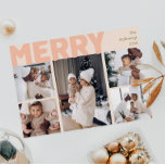 Kühne moderne Korallen frohen Jahr in Überprüfung  Feiertagskarte<br><div class="desc">Senden Sie herzliche Wünsche in dieser Urlaubssaison mit dieser einzigartigen und niedlichen, modernen Korallen fröhlichen Jahr in Rezension fünf Foto Urlaubskarte. Das schlichte und minimalistisch gestaltete Design ist in hellrosa, pastellfarbenen Korallen, Salbei, Rot und Pfirsichfarben inspiriert. Dieses Design feiert den festlichen Geist des Dezember und bringt jedem Anlass eine fröhliche...</div>