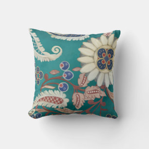 Kühne moderne marokkanische Paisley Peacock Blue  Kissen