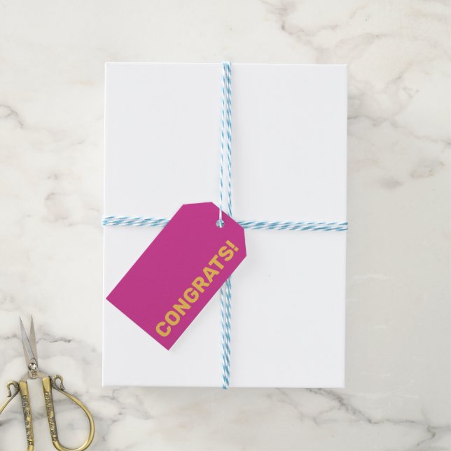 Kühne moderne, Personalisiert-gelbe und rosa Glück Geschenkanhänger (Mit Garn)