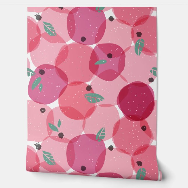 Kühne moderne rosa Berry Fruit Polka Dot Pattern Tapete (Abrollen)