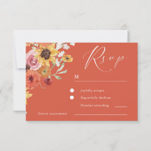 Kühne moderne Sommer-Blumenhochzeit RSVP Karte
