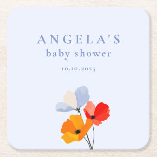 Kühne Mohnblumen Baby Shower Rechteckiger Pappuntersetzer