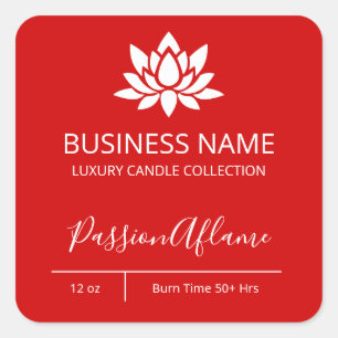 Kühne Passion Red Candle Labels Quadratischer Aufkleber
