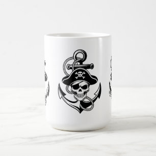 Kühne Piratenschädel und Anker - Schönes Design Kaffeetasse