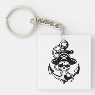Kühne Piratenschädel und Anker - Schönes Design Schlüsselanhänger