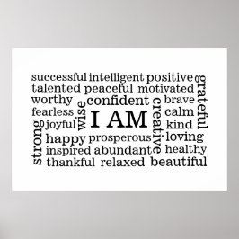 Kühne positive Gedanken, ich BIN Bejahungen Poster
