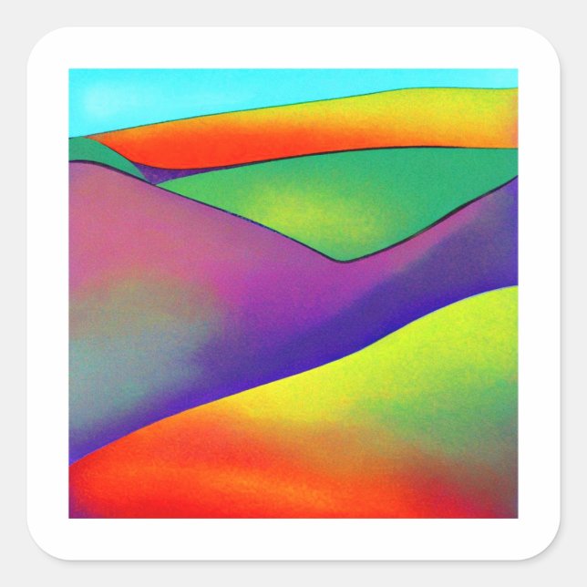 kühne Rainbow Hills Quadratischer Aufkleber (Vorderseite)