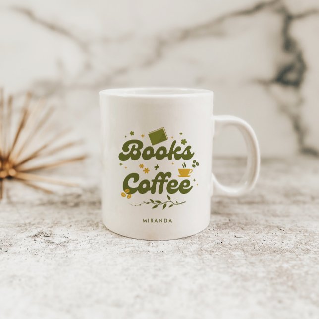 Kühne Retro Blumenbücher & Coffee Book Lover Kaffe Kaffeetasse (Von Creator hochgeladen)