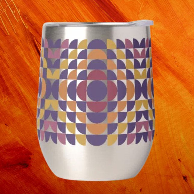 Kühne Retro Circles Stemless Wine Tumbler (Von Creator hochgeladen)