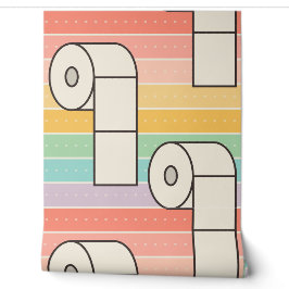 Kühne Retro-Toilettenpapier auf Regenbogenstreifen Tapete
