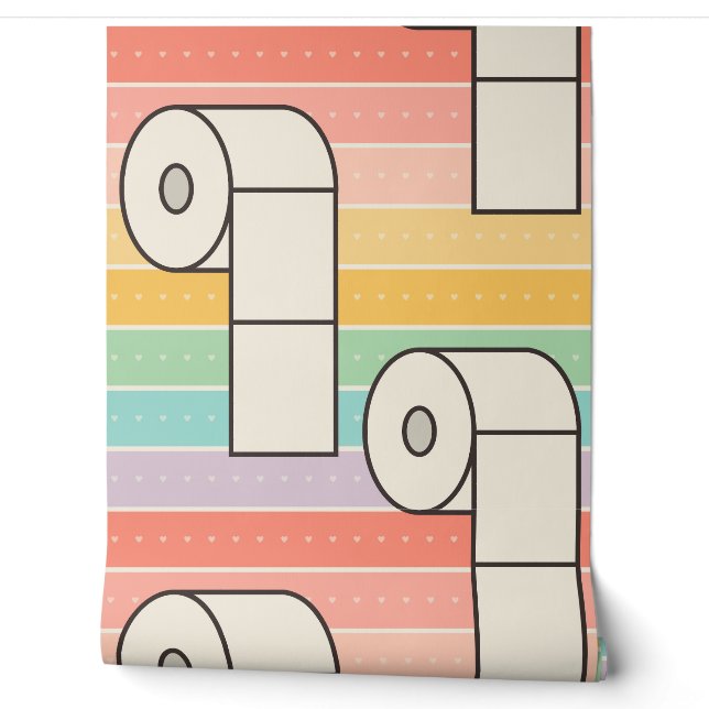 Kühne Retro-Toilettenpapier auf Regenbogenstreifen Tapete (Abrollen)
