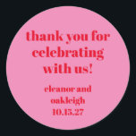 Kühne rosa rote Moderne Hochzeit Custom Vielen Dan Runder Aufkleber<br><div class="desc">Fett Typografie Bright Pink und Red Modern Wedding Custom Vielen Dank klassische Round Sticker</div>