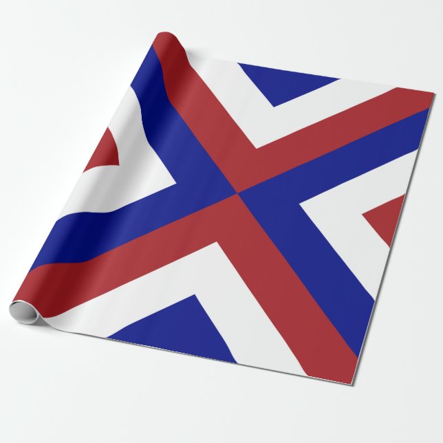 Kühne Rot, Weiß und Blaue Chevronen Geschenkpapier (Ungerollt)