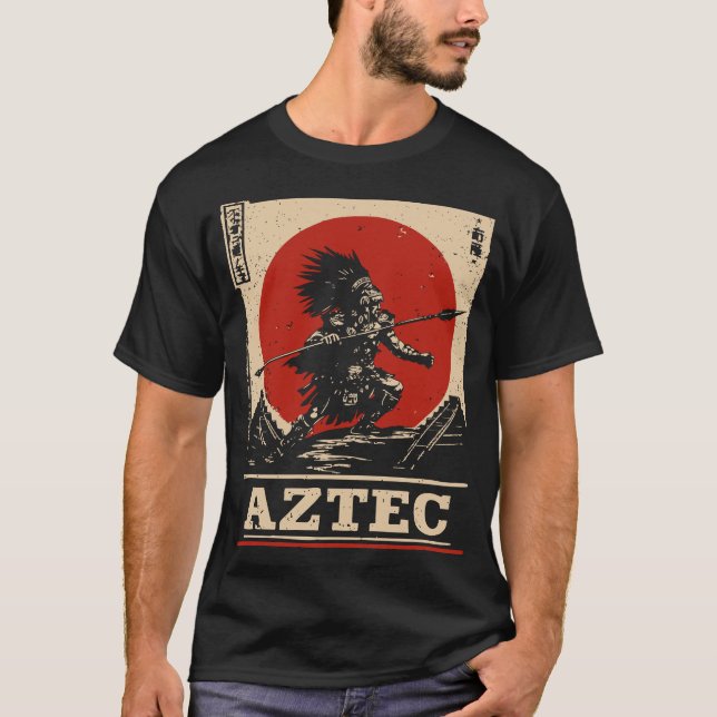 kühne rote Sun Aztec-Kriegerkultur T-Shirt (Vorderseite)