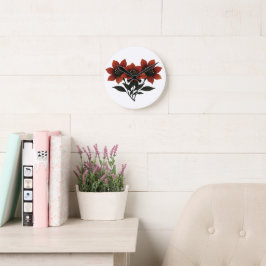 Kühne Scarlet Blooms Runde Wanduhr