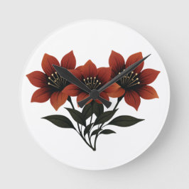 Kühne Scarlet Blooms Runde Wanduhr